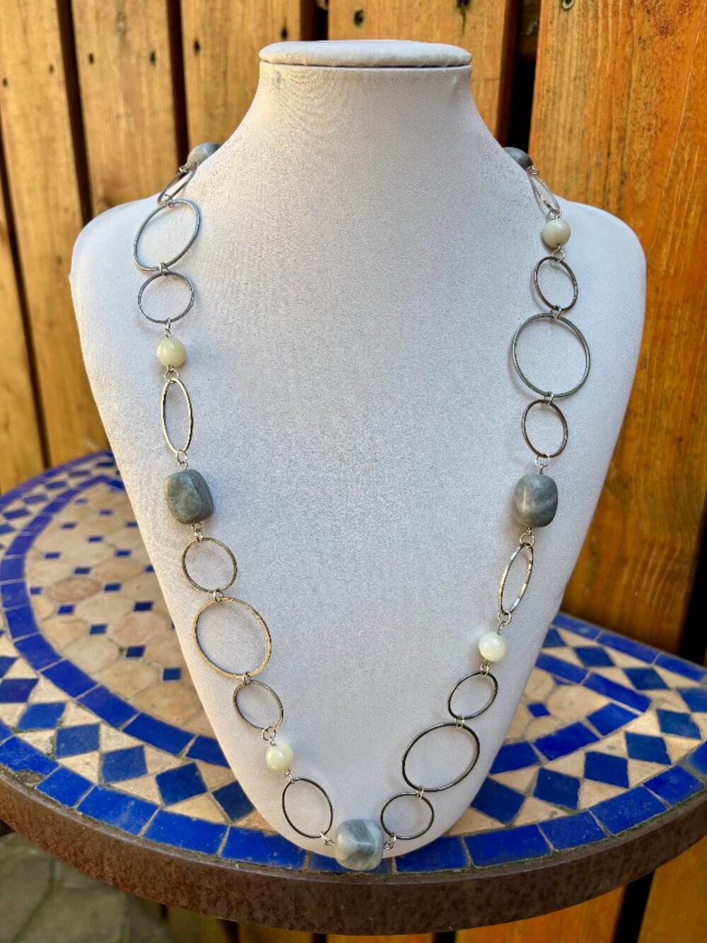 Stainless Steel and natural stone necklace